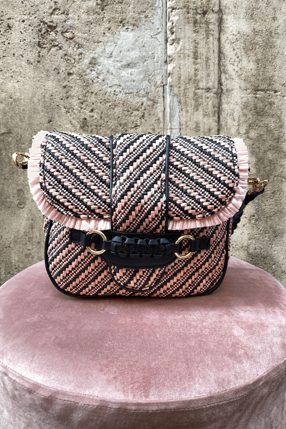 Borsa Postina in Rafia Rosa