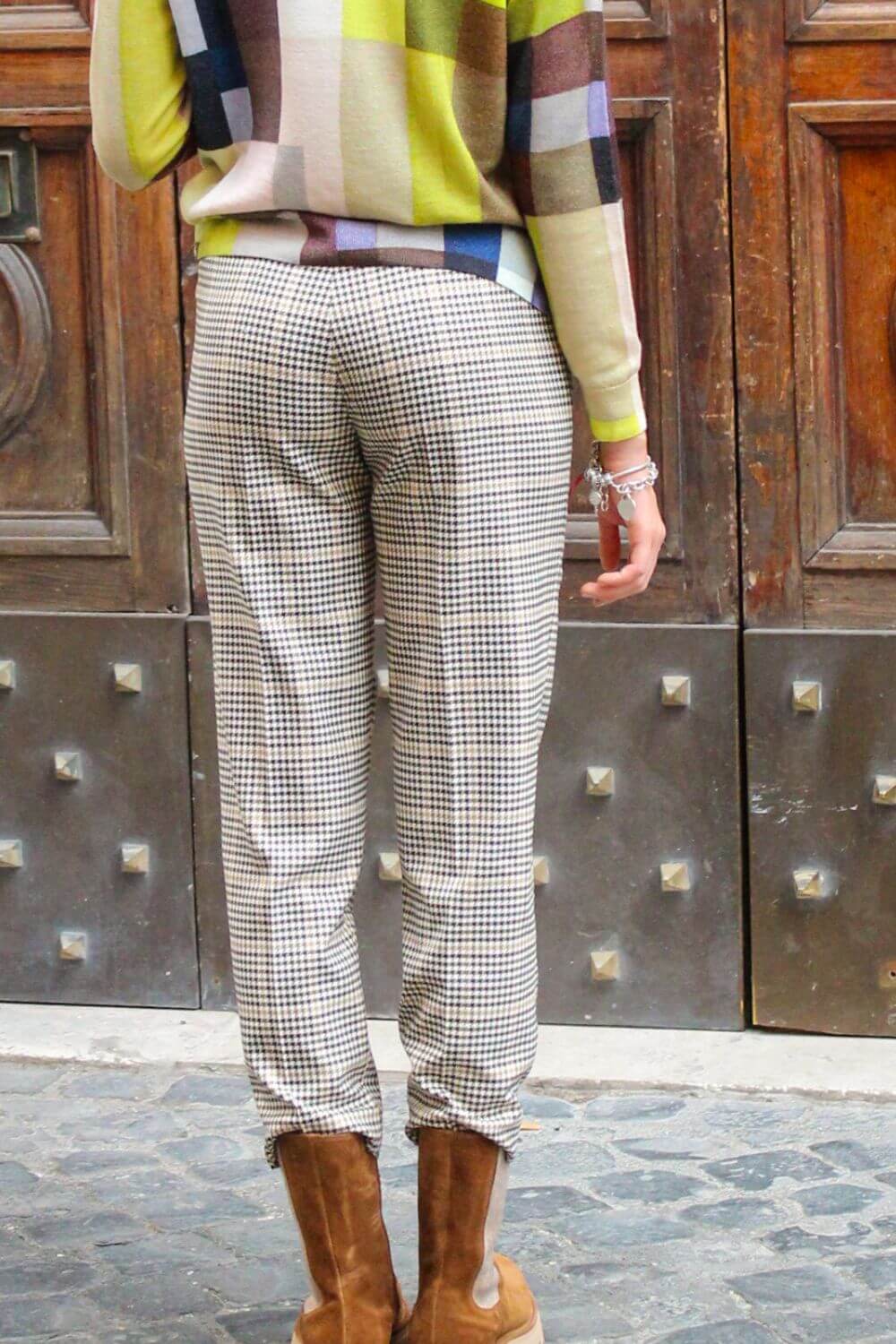 Pantaloni Carrot Pied de Poule