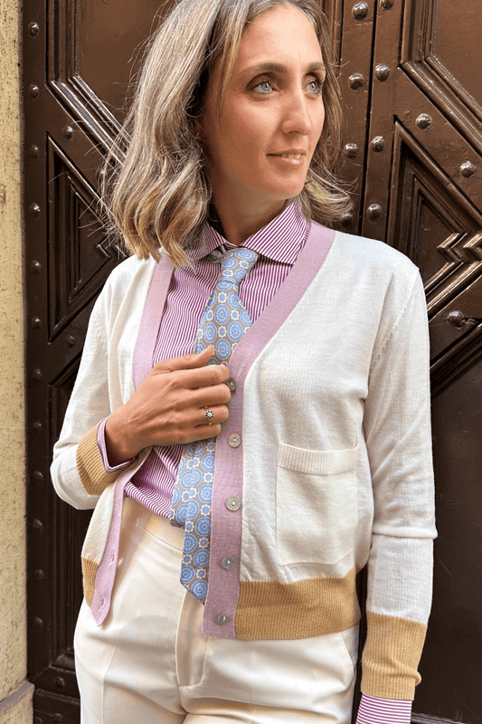 Cardigan Bordi Contrasto