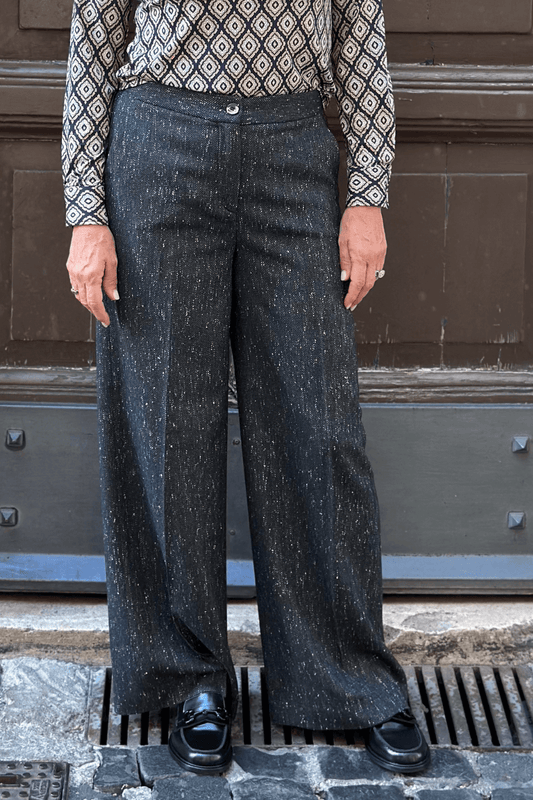 Pantaloni Via Panama Puntinato Nero