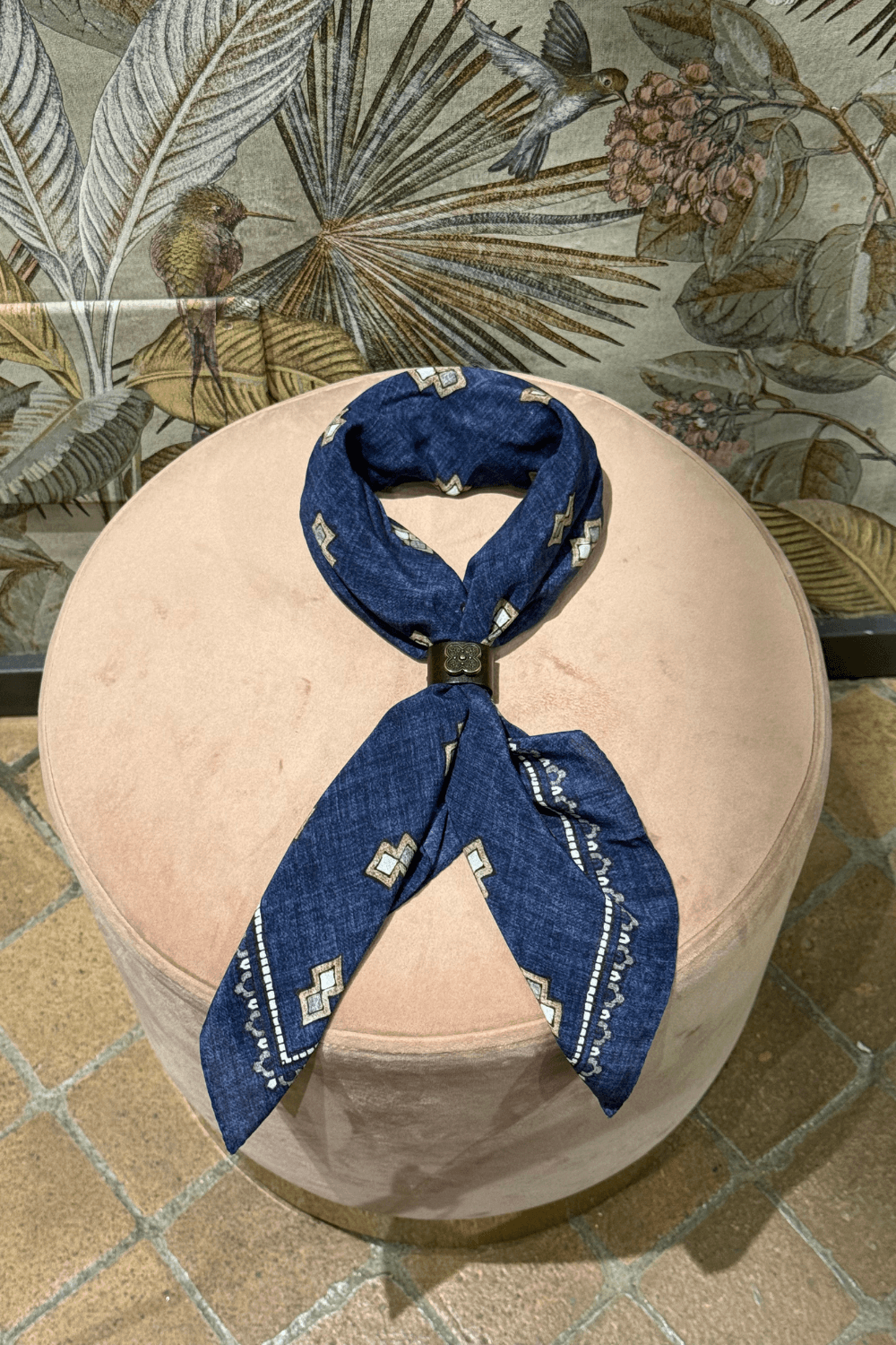Bandana Seta Geometrico Blu