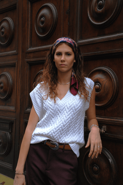 Gilet Maglia Bianco