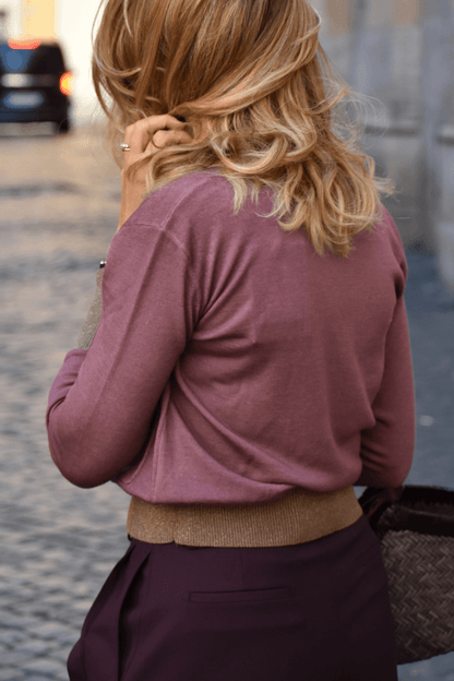 Cardigan Scollo V Lurex Malva