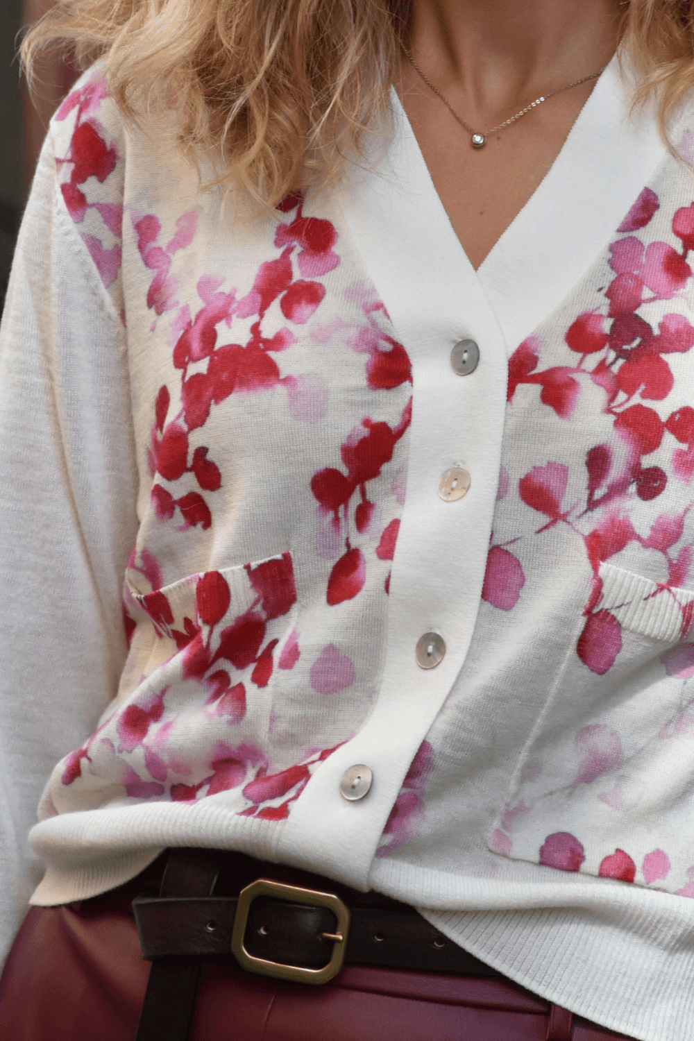 Cardigan Stampato Scollo V
