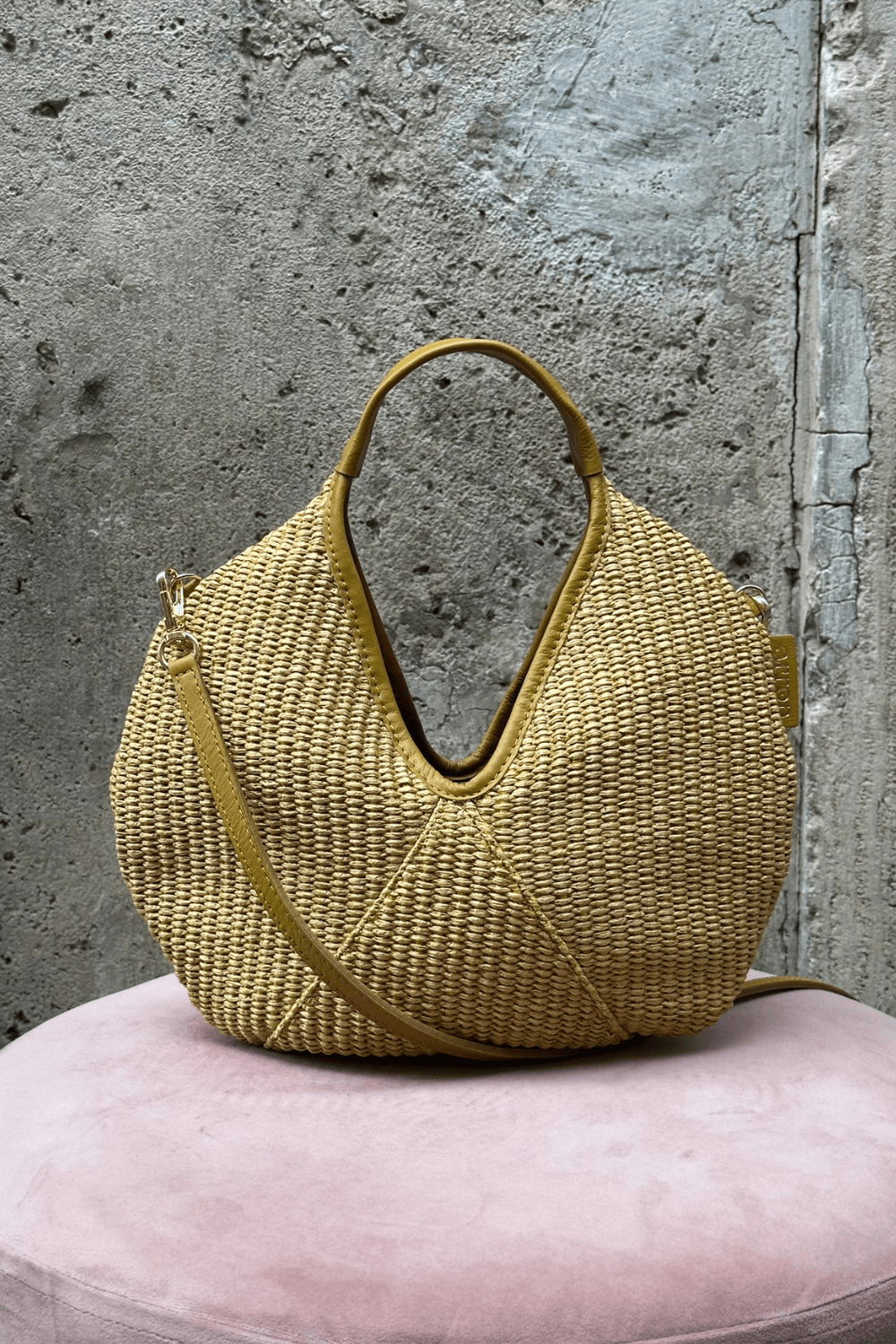 Borsa Noa Mini Rafia Senape