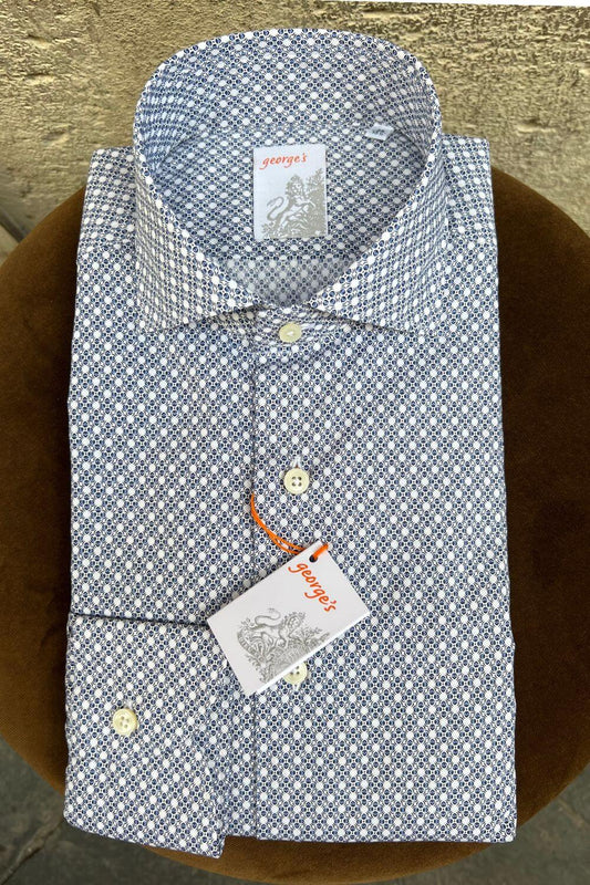 Camicia Microfantasia Blu