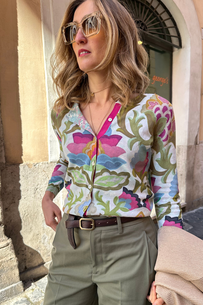 Cardigan Doppia Stampa