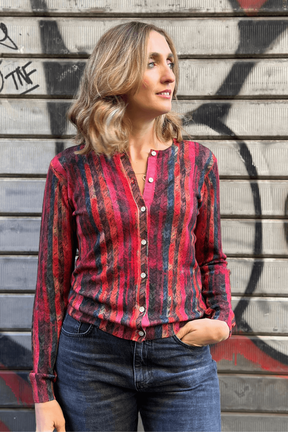 Cardigan Doppia Stampa